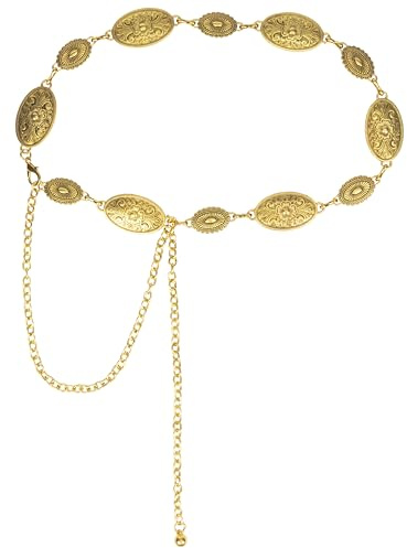 Zimocepuz Ceinture Dorée, Ceinture Femme, Ceinture Chaîne Style Western Cowboy pour Robes et Tenues