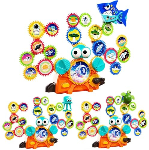 Spielzeug zum Bauen von Zahnrädern - 80-teiliges Lernset zum Stecken, Bausatz für STEM-Lernaktivitäten | Kreatives Feinmotorikspiel für Kinder Rag