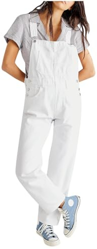 Latzhose Damen Jeans Lang Casual Baggy Jeanslatzhose Latzhosen Straight Wide Leg Jumpsuits Arbeitslatzhose Bequem Verstellbare Träger Jeans Overall Dungarees