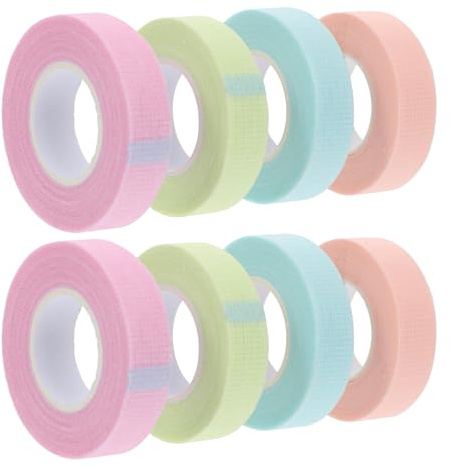SOLUSTRE Rubans Adhésifs Jetables pour Extensions de Cils, Bandes Non Tissées Respirantes Perforées, 8 Rouleaux Colorés pour Soins Oculaires et Maquillage des Paupières Couleur Aléatoire