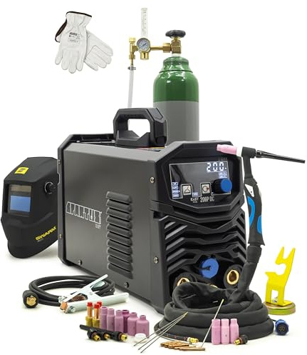 SPARTUS EasyTIG 206P DC WIG Schweißgerät Set XXL - 200A Inverter Schweißgerät mit Pulsfunktion & Cold Weld - Profi Schutzgasschweißgerät Vollausstattung - Bestschweissen.de
