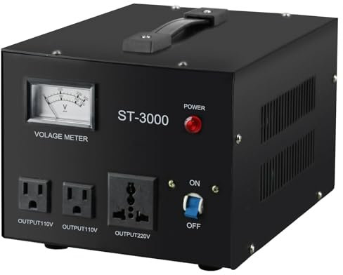 YaeCCC ST-3000 Voltage Transformer Converter Regulator with Voltage Meter - Step Up/Down - 110V/220V - Circuit Breaker Protection