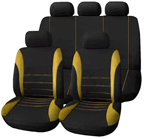 HotYou Copri-sedili Auto Universale | Set Copri-Sedile Universali per Anteriori e Posteriori | Accessori Auto Interno,Rimovibile e Lavabile,Giallo