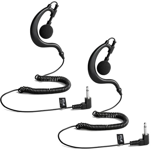 HYS 3,5mm Klinke, G-Form, weicher Ohrbügel, Hören/Empfangen | Security Headset für Motorola Icom Baofeng Funkgeräte Lautsprecher Mikrofon (2 Artikel)