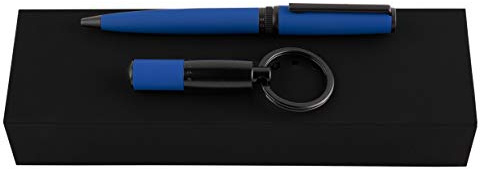 Hugo Boss Set Gear Matrix Blau, enthält Kugelschreiber und Schlüsselring, energetisches Design in Blau und Schwarz, praktisches Set für jeden Anlass, HPBK974L