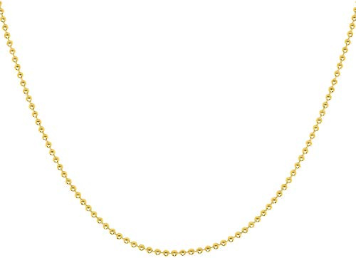 925 Sterling Silver 1.5MM 2MM 3MM 4MM Silver Bead Ball Chain Necklace,14K Gold Plated Sterling Silver Bead Necklace, Made In Italy, Men and Women Jewelry Accessories, Beaded 16-30 Inch