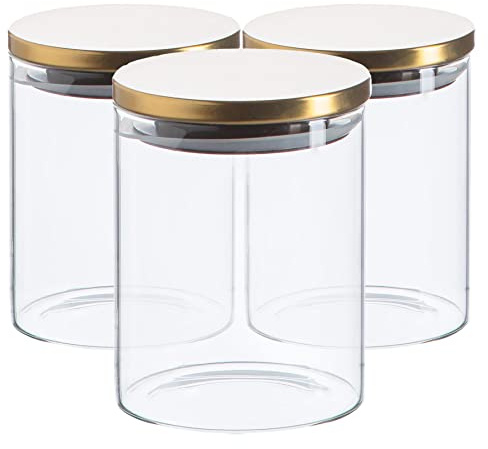 Argon Tableware Scandi -Aufbewahrungsgläser Mit Metallic Deckel - 750ml - Gold - Pack Von 3