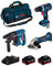 BOSCH Kit 18V BK306BAG (Trapano Avvitatore GSR 18V-60 C + Smerigliatrice GWS 18-125 V-LI + Martello Perforatore GBH 18V-21 + 2 Batterie di 4,0 Ah + Caricabatterie + Borsa)