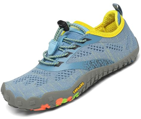 SAGUARO Barfota Skor Barn Trail Sneakers Flickor Andningsaktiva Minimalistiska Sneakers för Utomhus Inomhus, 24–36 EU, Turkos, 30 EU