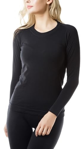 Relaxsan Zero Maglia Termica Donna Manica Lunga con Lana Merino, Made in Italy, cod. 3220 (Nero, M)