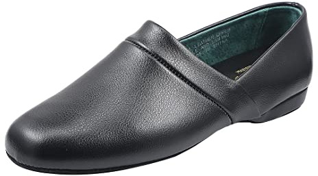 PAMIR Men's Opera Genuine Leather House Slippers, Black, US 10 Medium