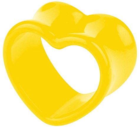Taffstyle Flesh Tunnel Ohr Piercing Ear Plug Ohrpiercing Bunt Herz Double Flared Kunststoff Gelb 6mm