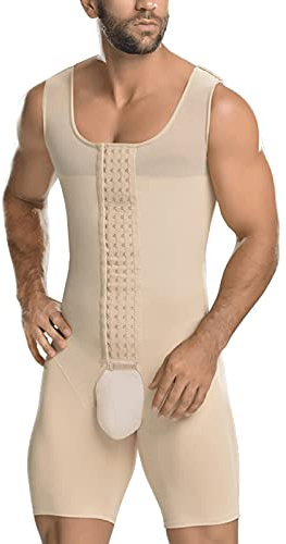 AIEOE Shapewear herr body shaper kompression-undertröja rumplyft bodysuit body plus size, Begie, XXL
