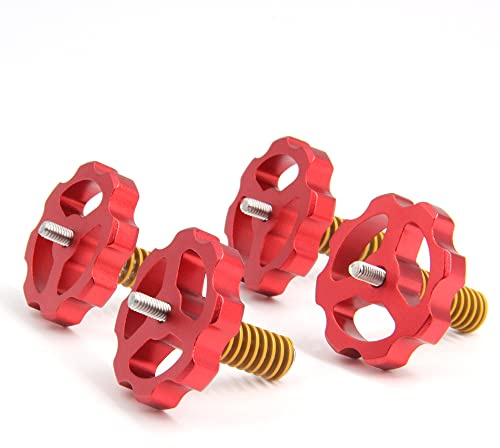 Befenybay 4PCS Aluminium Hand Twist Nivelliermutter Durchmesser 37mm + 4PCS Hot Bed Spring + 4PCS M4X40mm Schrauben für Creality 3D Drucker CR-10 Ender-3(37mm) | Durchmesser 37 mm, Heißbettfeder, M4 x 40 mm Schrauben für 3D-Drucker CR-10 Ender-3 (37 mm-Aluminium)