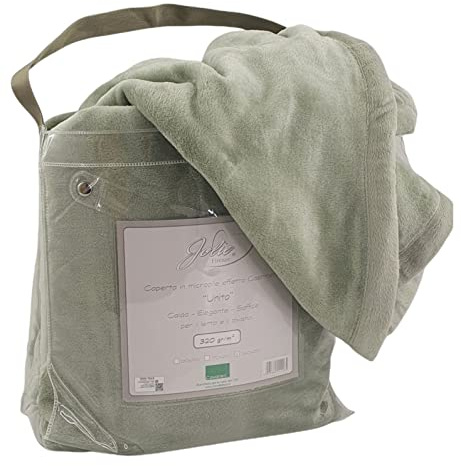 Jolie Firenze - Manta polar con efecto cachemir de color liso - Salvia, individual