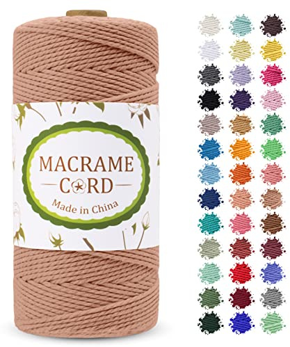 LEREATI Corda Macrame 2mm x 200m, Filo Macrame Cordoncino Cotone Naturale Spago Colorato, Cordino per Borse Uncinetto, Arazzo da Parete, Fai da Te Artigianato, Decorazioni (Albicocca)