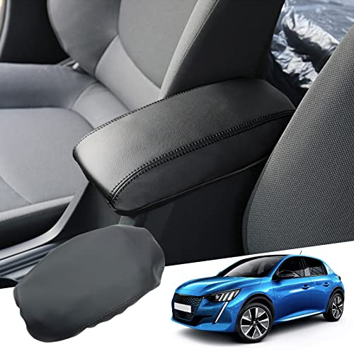 GAFAT Compatibile con Peugeot 208 e-208/2008 e-2008 Restyling 2020-2024 2025 Copertura per Braccioli, Protezione del Bracciolo della Console Centrale, Rivestimento in Pelle PU (Nero)