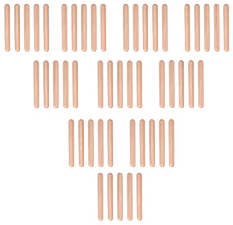 6 Mm X 50 Mm Tasselli in Legno Tasselli in Legno 50 Pezzi Perni di Legno Scanalati Rotondi per Cassetti per Armadietti Perni di Centraggio Artigianali (M6*50) (M6*50 (50 PZ))