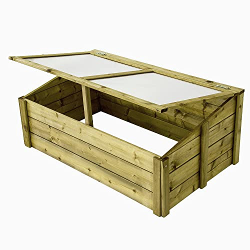 NATIV Frühbeet 100x60 cm | Frühbeetkasten mit Polycarbonatplatten | Frühbeet Aufsatz auch für Hochbeete geeignet | Mini Gewächshaus | teilweise vormontiertes Kräuterbeet (grün)