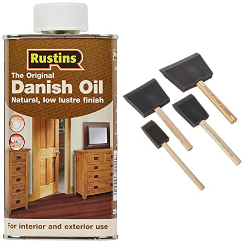 Rustins Danish Oil 250ml & PBRUSHPACK Foam Brushes
