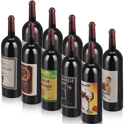 simarro Bottiglie di vino per casa delle bambole, bottiglie di champagne, 10 bottiglie di vino rosso in miniatura, mini bottiglie per bevande, modello vetrina, decorazioni per casa delle bambole