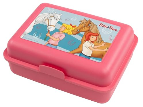 United Labels Bibi & Tina Brotdose mit Trennwand 17,5x12,8x6,9 cm, Pink, Lunchbox Pferde, Brotbox spülmaschinenfest