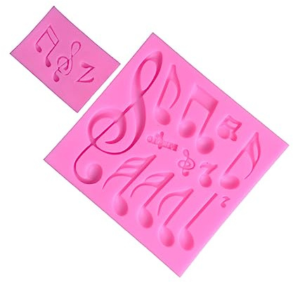 jojofuny 2pcs Note Cake Mold Fondant Silicone Mould for Music Party Baking Tool Creative Classic Design for Cake Decorating