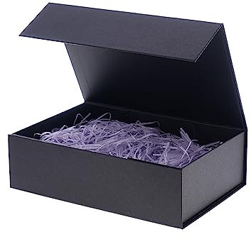 Geschenkbox mit Deckel Schwarze 28x20x9cm Faltbare Brautjungfer Trauzeugen Vorschlagsbox mit magnetischen Geschenkboxen für Geschenke Hochzeit Weihnachten Geburtstage Geschenkverpackung