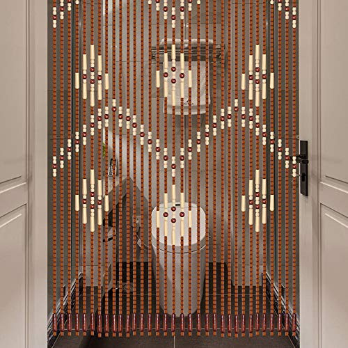 Kaichenyt 35.4x68.9 Natural Wood & Bamboo Bead Curtain, 32 Lines Doorway Screen for Bedroom, Porch, Living Room (35.4x68.9in)
