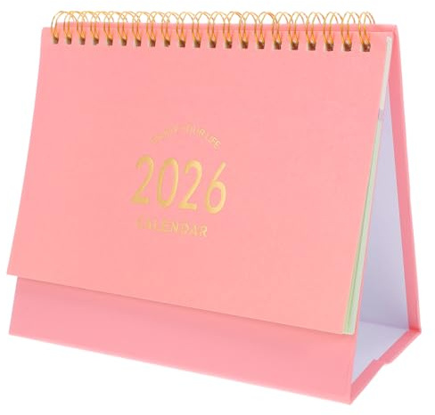 NUOBESTY 2026 Desk Calendar, Monthly Desktop Calendar 2026 Standing Flip Monthly Planner for Home Office - Pink (Aug 2025 to Dec 2026)