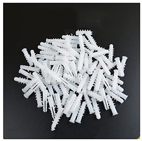 Expansionsschrauben, 100 Stück weißes Kunststoff-Expansionsrohr M6 * 30 mm M8 * 40 mm Gummistopfen Kunststoffrohr Nylonsäule Expansionsschraube Ankerstopfen Wandstopfen Ankerbolzen (Spezifikation: