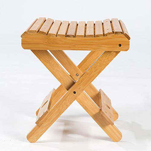 Sgabello Pieghevole in Legno di Bambù Sgabello Portatile per la Casa Sgabello per Doccia Multifunzionale per Bagno Sgabello Quadrato(#1)