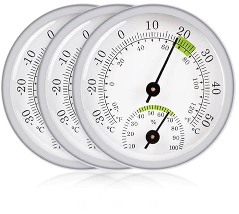 3 termometri igrometro: 2 in 1 di precisione termoigrometro per interni con zone colorate e confortevoli, igrometro analogico per interni ed esterni