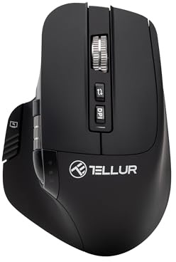 TELLUR Shade trådlös bluetooth-mus, USB C-uppladdningsbar, 3200DPI, 8 knappar, 4 enheter, trådlös mus med tyst klick, Win, Mac, Android, iOS, nanomottagare