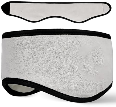 jojofuny Verstellbare Schlaf-Ohrenschützer Für Damen Und Herren, Winter-Fleece-Stirnband, Ohrenwärmer Für Reisen, Schlafen Und Yoga-Meditation, Geräuschblockierend, Grau