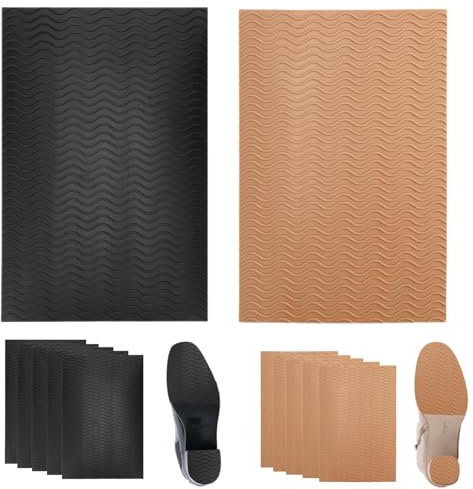 12 Stück Rippen Anti Rutsch Sohle Set, Selbstklebend Schuhsohlen Protektoren, Anti-Rutsch-Pads für Alle Größen, Antirutsch High Heels Pads für Schuhreparatur Geräuschreduzierung(Schwarz, Khaki)