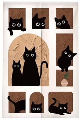 Türvorhang Grüne Schwarze Katze Vorhänge Kurz Polyester Küchenvorhänge Raumteiler Vorhang Türvorhang Insektenschutz Tür Vorhang mit Teleskopstange Fliegenvorhang Terrassentür Vorhang Tür 70x150cm