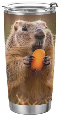 JUMBEAR Vaso de acero inoxidable aislado al vacío de 20 onzas, taza de café y agua, con revestimiento de polvo de doble pared, a prueba de derrames, taza térmica para el hogar y exteriores