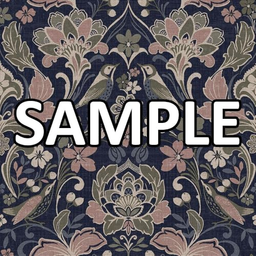 World of Wallpaper Folk Floral, Matte, Navy Blue/Pink/Olive (946104) Sample | Easy to apply wallcovering, Vintage, Classic, Lightly Textured, Fabric Effect, Feature Wall (approx. 50cm x 30cm SAMPLE)