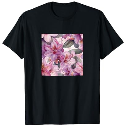 Rhododendron Flower Watercolor Pattern Graphic T-Shirt