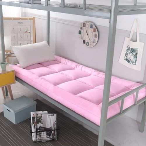 Japanische Futon-Matratzenmatte, Boden-Tatami-weiche Schlaf-Rollmatratze, Faltbares Schlafkissen, Einzelbett, Liegebett(Pink,1.0mx1.9m)
