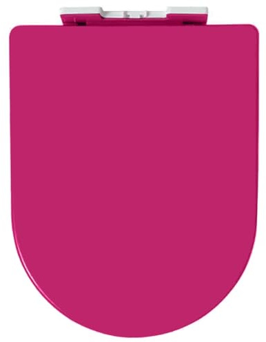 Klodeckel D-Form WC Sitz, Toilettendeckel mit Absenkautomatik und Quick-Release Funktion, Klodeckel aus Dickes Polypropylen, Einfache Montage und Reinigung(Rose Red)