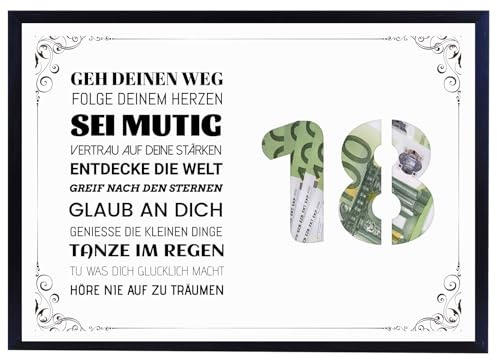AstraGlam Personalisiertes Geldgeschenk-Bilderrahmen Für Den 18. Geburtstag, Hochwertiger Aluminiumlegierungsrahmen Und Einfache Montage, Einzigartige Geschenkidee