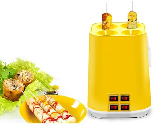 Electric Egg Roll Maker, 400W 4 Holes Automatic Egg Boiler with 4 Independent Switch, Egg Cooker Egg Boiler Electric in 7 Minutes, Non Stick Sausage & Hot Dog Roll Cooker for Quick Home Meals