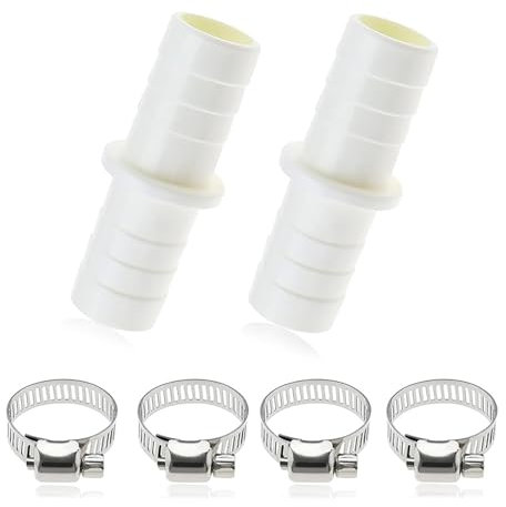 2 PCS Washing Machine Waste Pipe Connector, Dishwasher Drain Waste Hose Extension Pipe Washing Machine 110810 Leak-Proof Hose to Hoses Joiner with 4 Metal Clamp