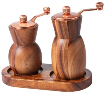 FytStycale Ensemble de Moulin à Sel avec Support, Salière et Poivrière en Bois Léger pour La Maison