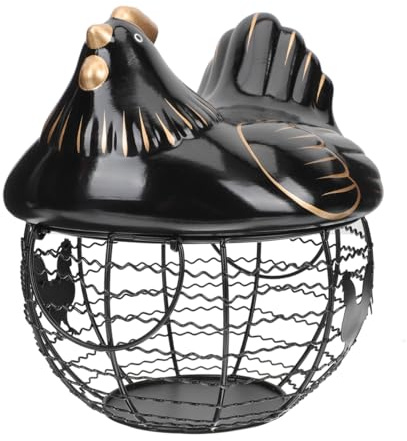 Ciieeo Ceramic Hen Egg Basket Portable Egg Holder Metal Wire Storage Kitchen Room Decorative
