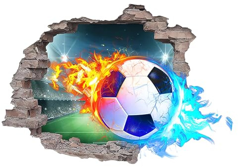 YunBey Fussball Wandsticker 3D Fußball Wandtatto Kinderzimmer Dekoration Selbstklebend Durchbruch Fussball Wandtattoo für Kinderzimmer Jugendzimmer Schlafzimmer