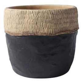 XXAD553TY Pots de Fleurs Pot de Fleur Rond Noir, Bouche de Bassin avec Pot de Plante en Ciment à Motif tissé, for décorer Le Jardin du Rebord de fenêtre de la Chambre à Coucher Jardinieres Exterieur