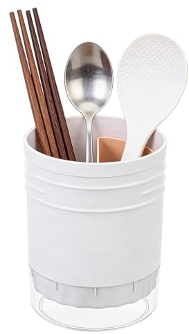 Hapivida Estante de Secado de Utensilios, Palillos Redondos de Plástico, Estante de Drenaje, Soporte para Utensilios, Escurridor de Cubiertos Organizador de Utensilios de Cocina (Blanco)